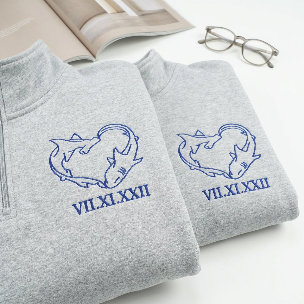 Sweats à capuche brodés personnalisés assortis pour couples