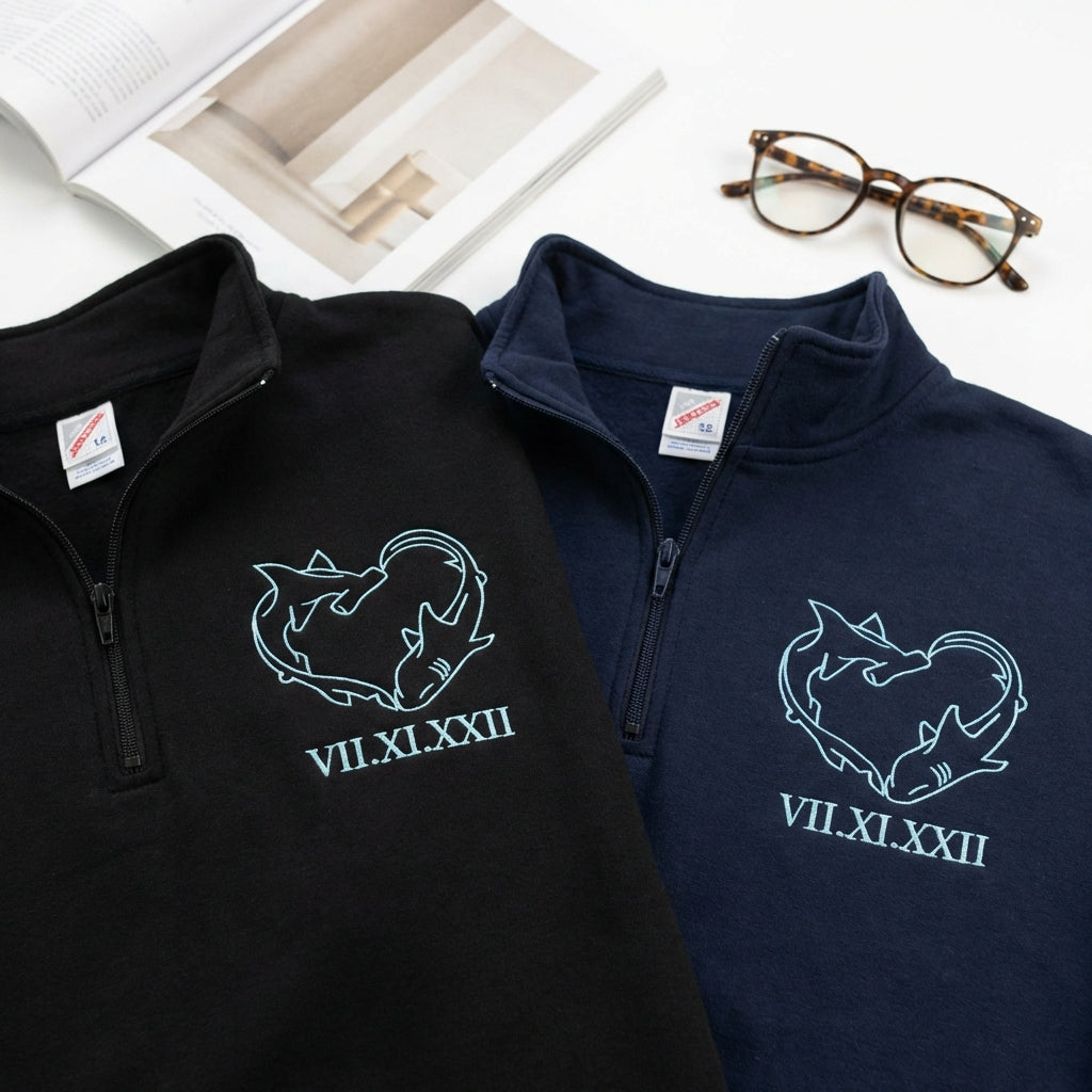 Sweats à capuche brodés personnalisés assortis pour couples