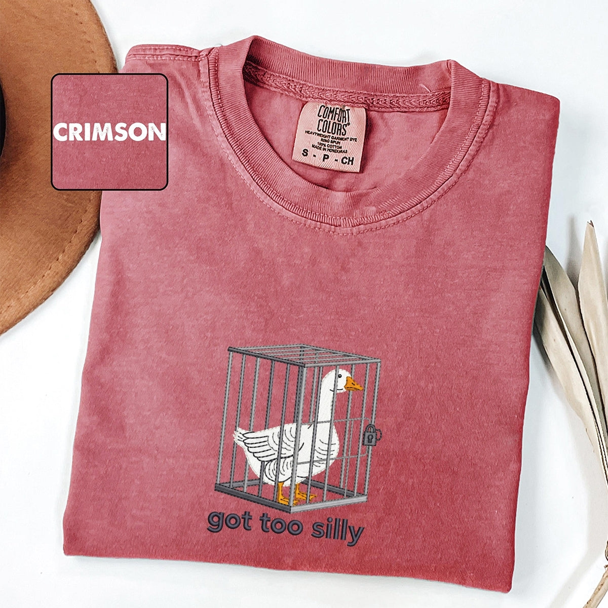 Custom Embroidered Silly Goose T-Shirt | Got Too Silly Funny Meme Tee – Cute Animal Shirt Gift