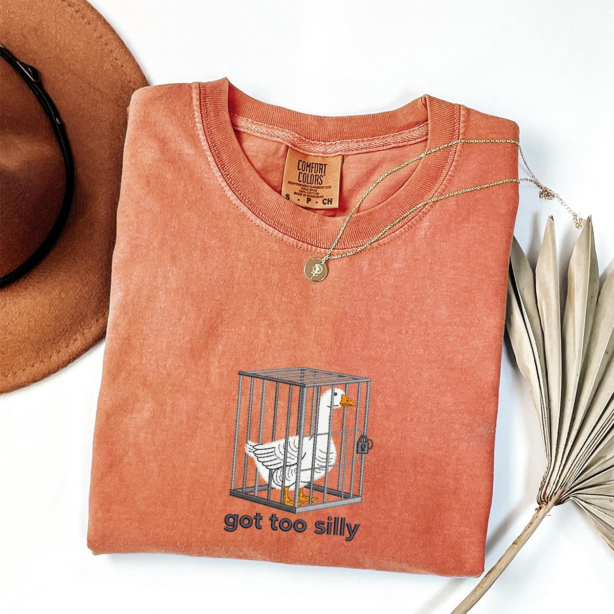 Custom Embroidered Silly Goose T-Shirt | Got Too Silly Funny Meme Tee – Cute Animal Shirt Gift