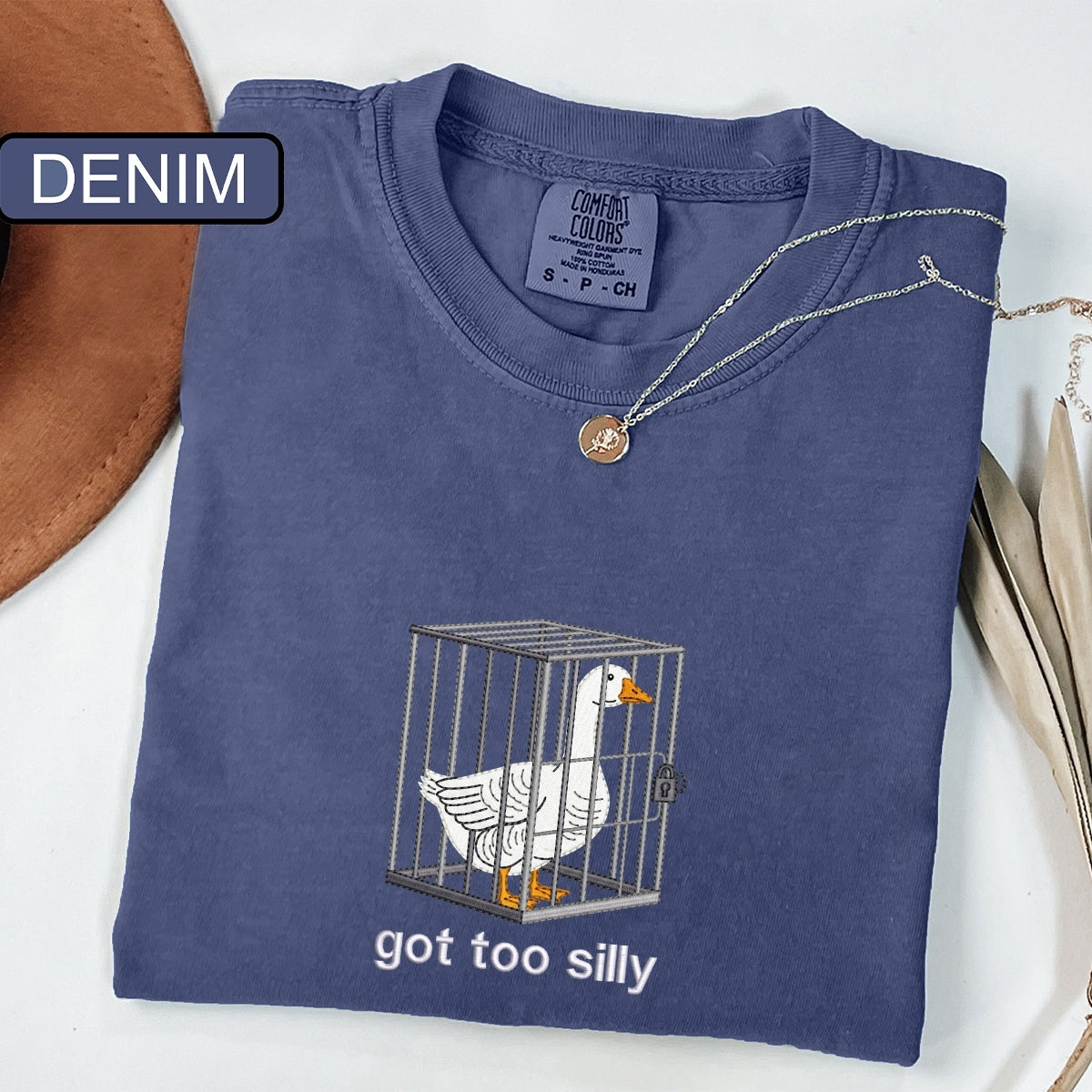 Custom Embroidered Silly Goose T-Shirt | Got Too Silly Funny Meme Tee – Cute Animal Shirt Gift