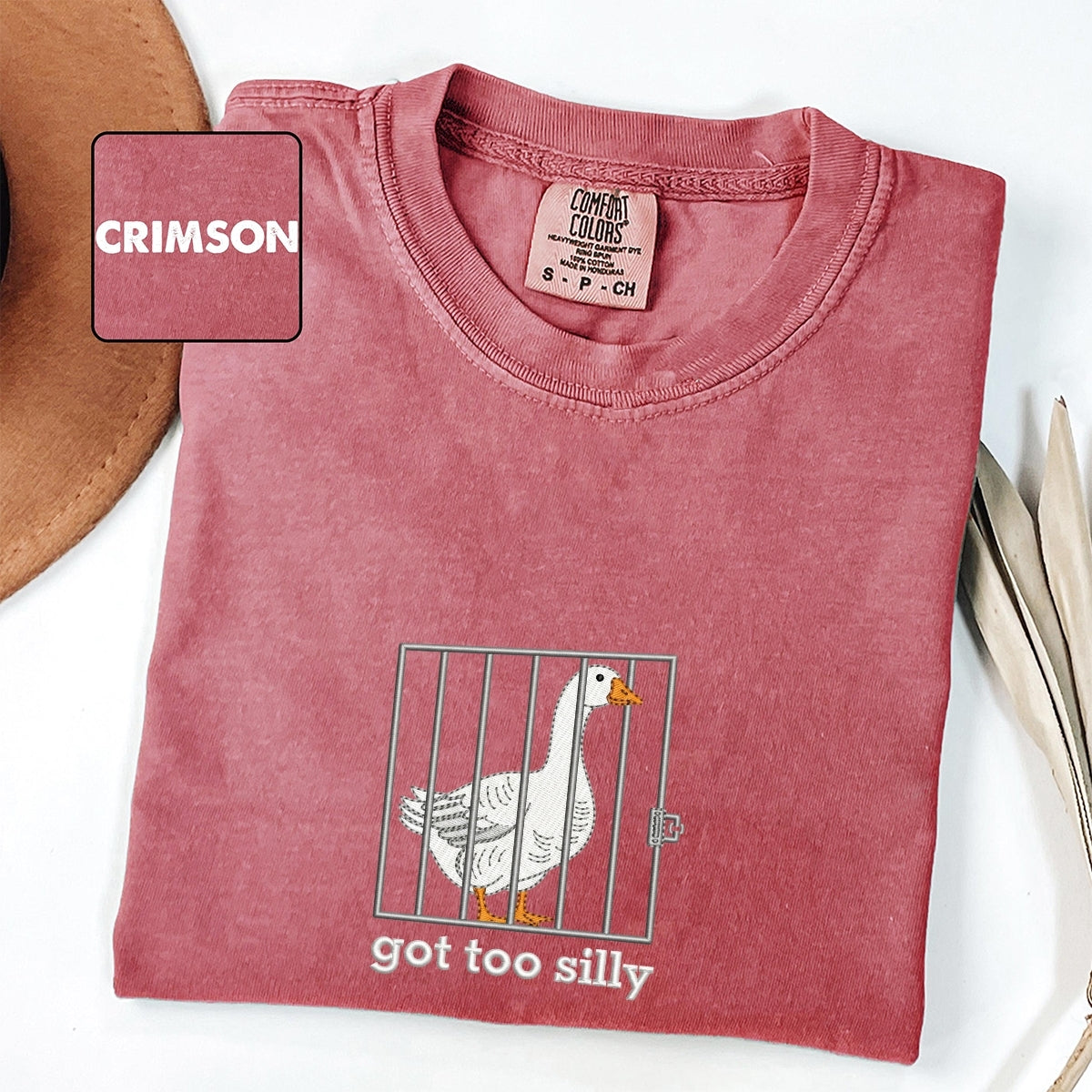 Custom Embroidered Silly Goose T-Shirt | Got Too Silly Meme Tee – Funny Cute Animal Shirt Gift