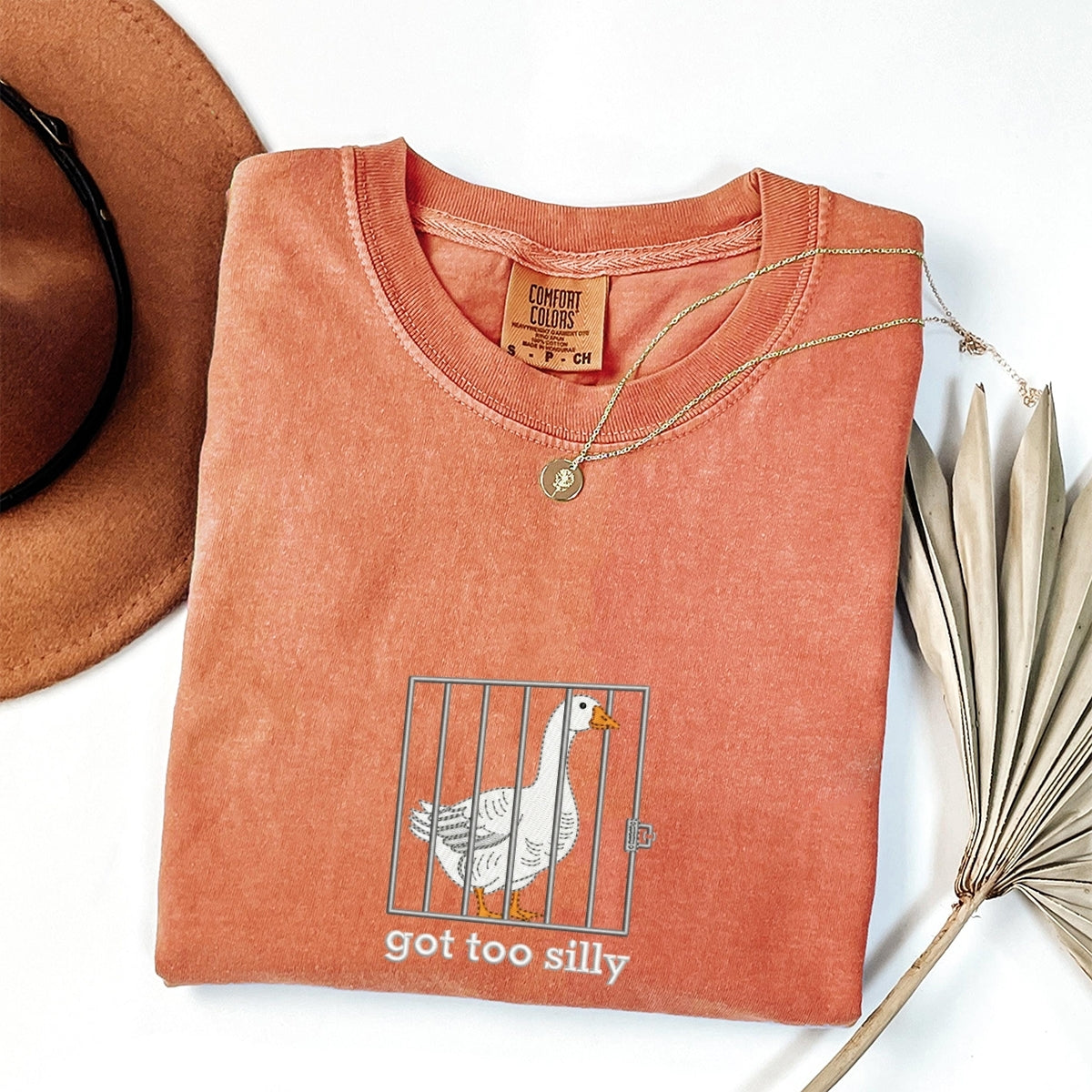 Custom Embroidered Silly Goose T-Shirt | Got Too Silly Meme Tee – Funny Cute Animal Shirt Gift