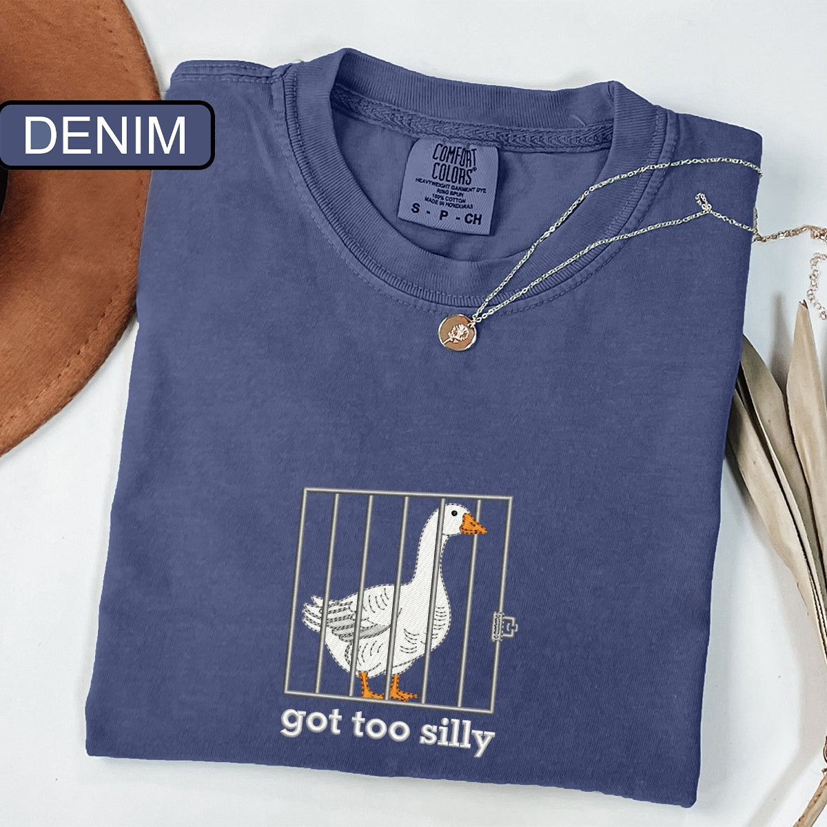 Custom Embroidered Silly Goose T-Shirt | Got Too Silly Meme Tee – Funny Cute Animal Shirt Gift