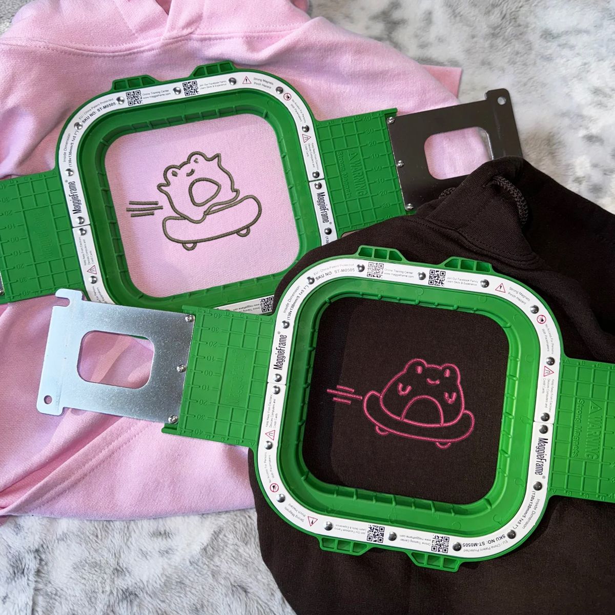 Custom Embroidered Skateboard Frog Matching Hoodies for Couples