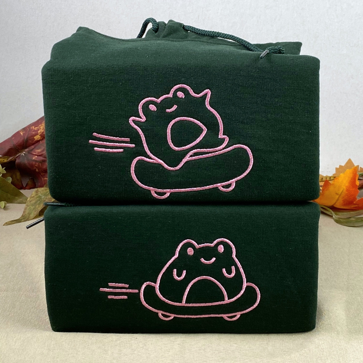 Benutzerdefinierte bestickte Skateboard Frosch passende Hoodies für Paare