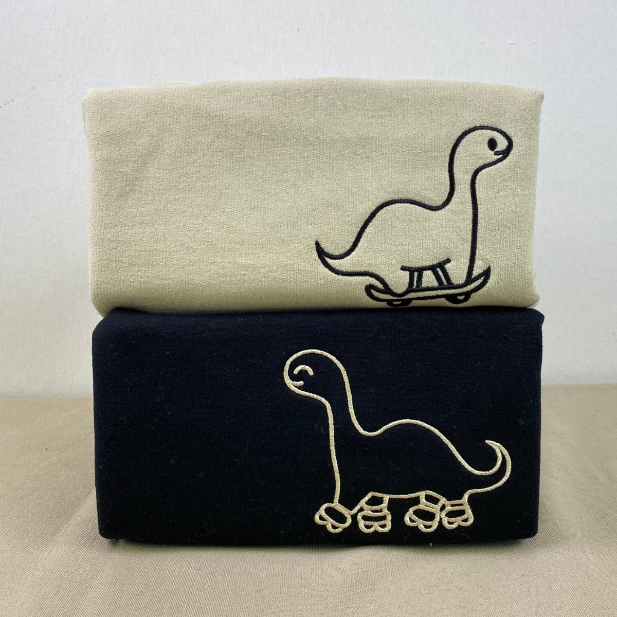 Custom Embroidered Skater Dino Matching Hoodies for Couples