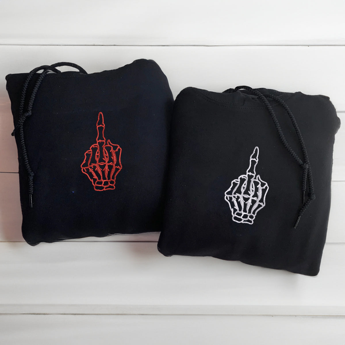Individuell bestickte Skelett-Süße Hände passende Hoodies für Paare