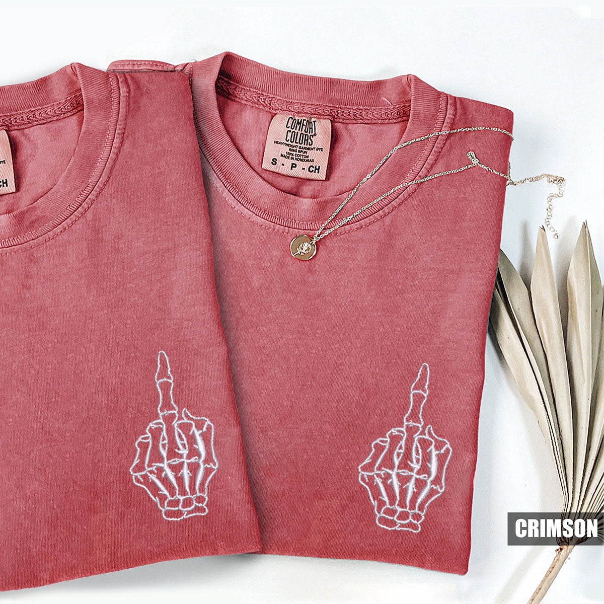 Benutzerdefinierte bestickte Skelett süße Hände passende T-shirts für Paare