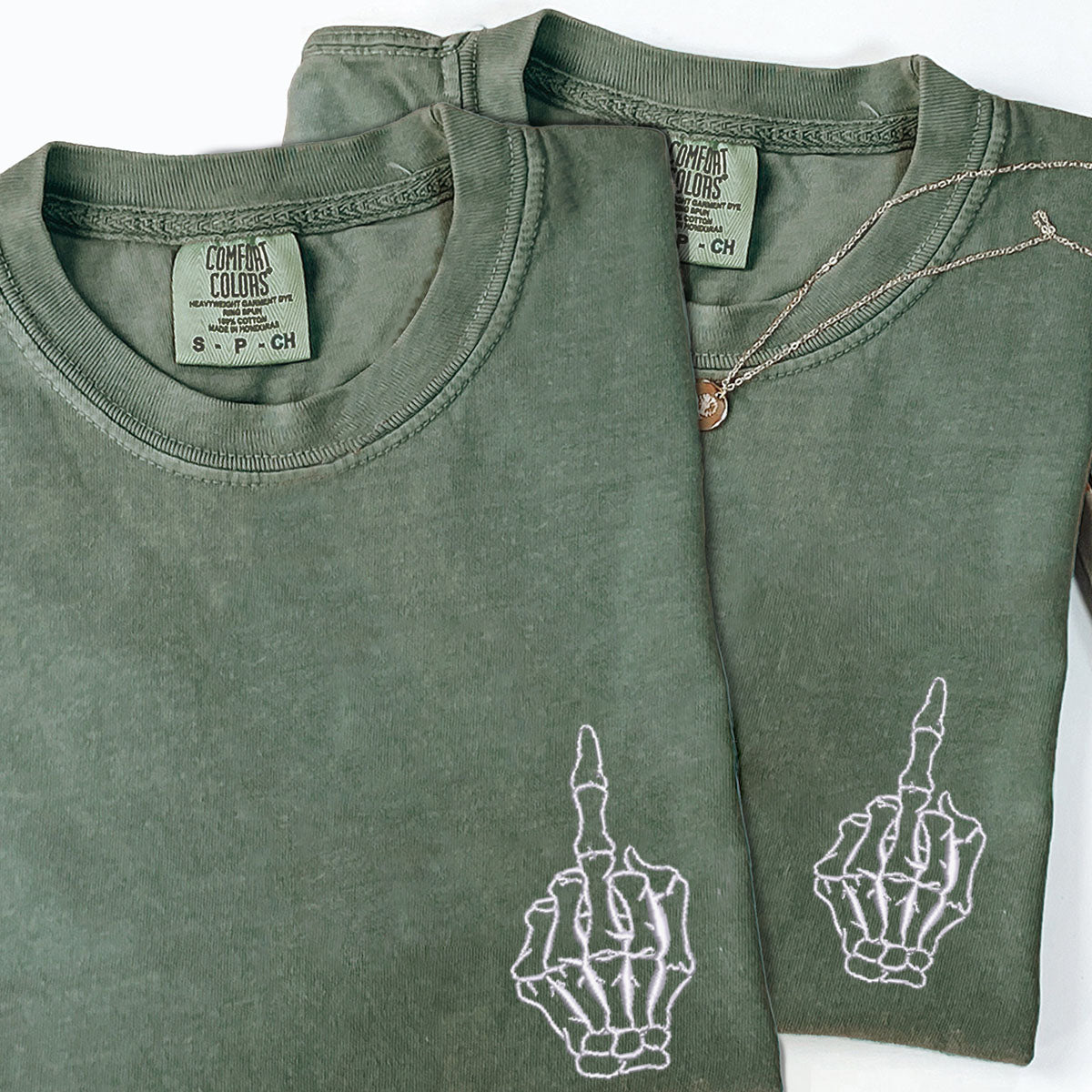 Benutzerdefinierte bestickte Skelett süße Hände passende T-shirts für Paare