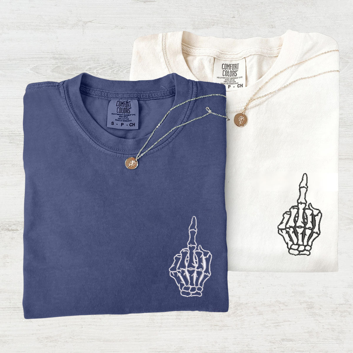 Benutzerdefinierte bestickte Skelett süße Hände passende T-shirts für Paare