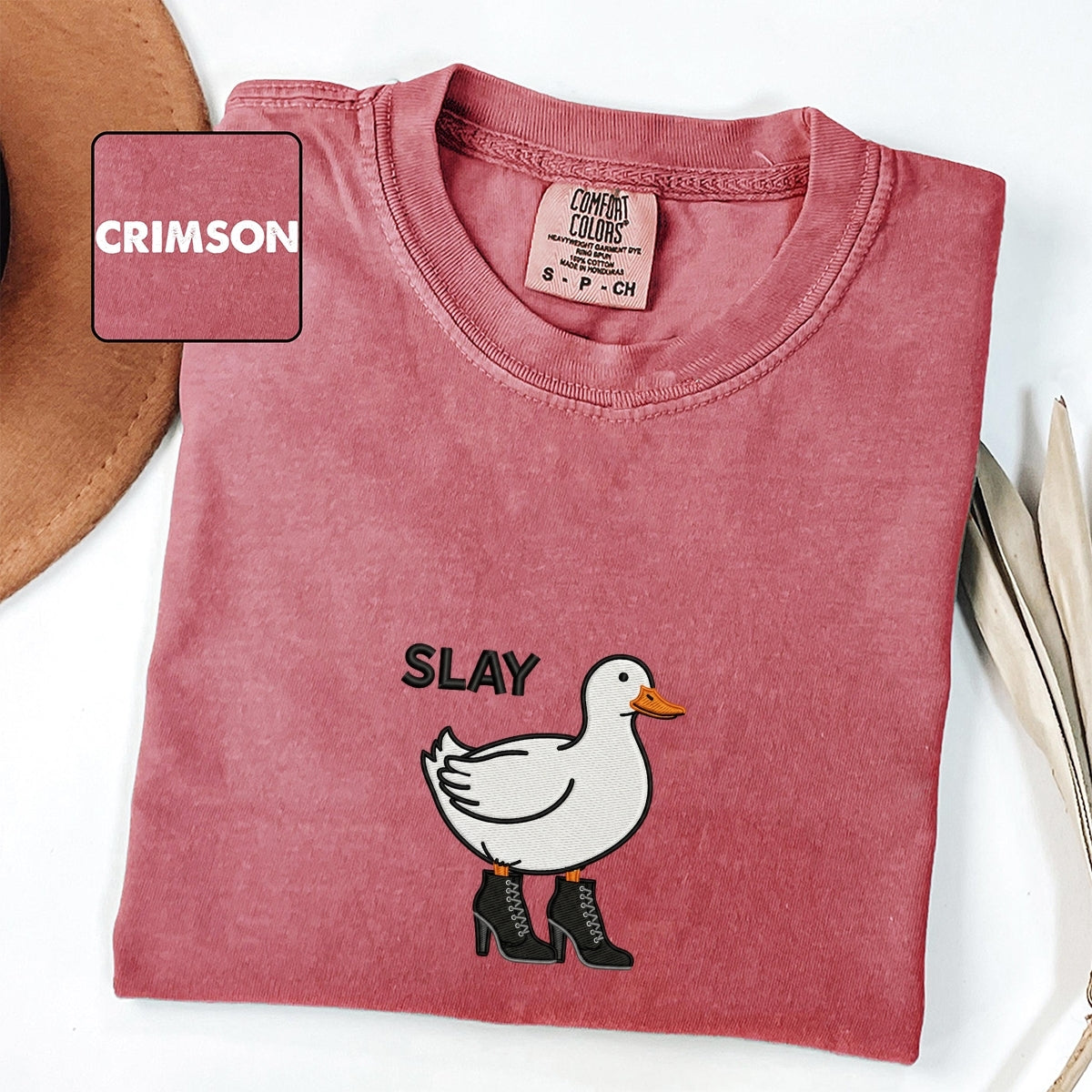 Custom Embroidered Slay Duck T-Shirt | Funny Meme Tee – Cute Duck Shirt Gift