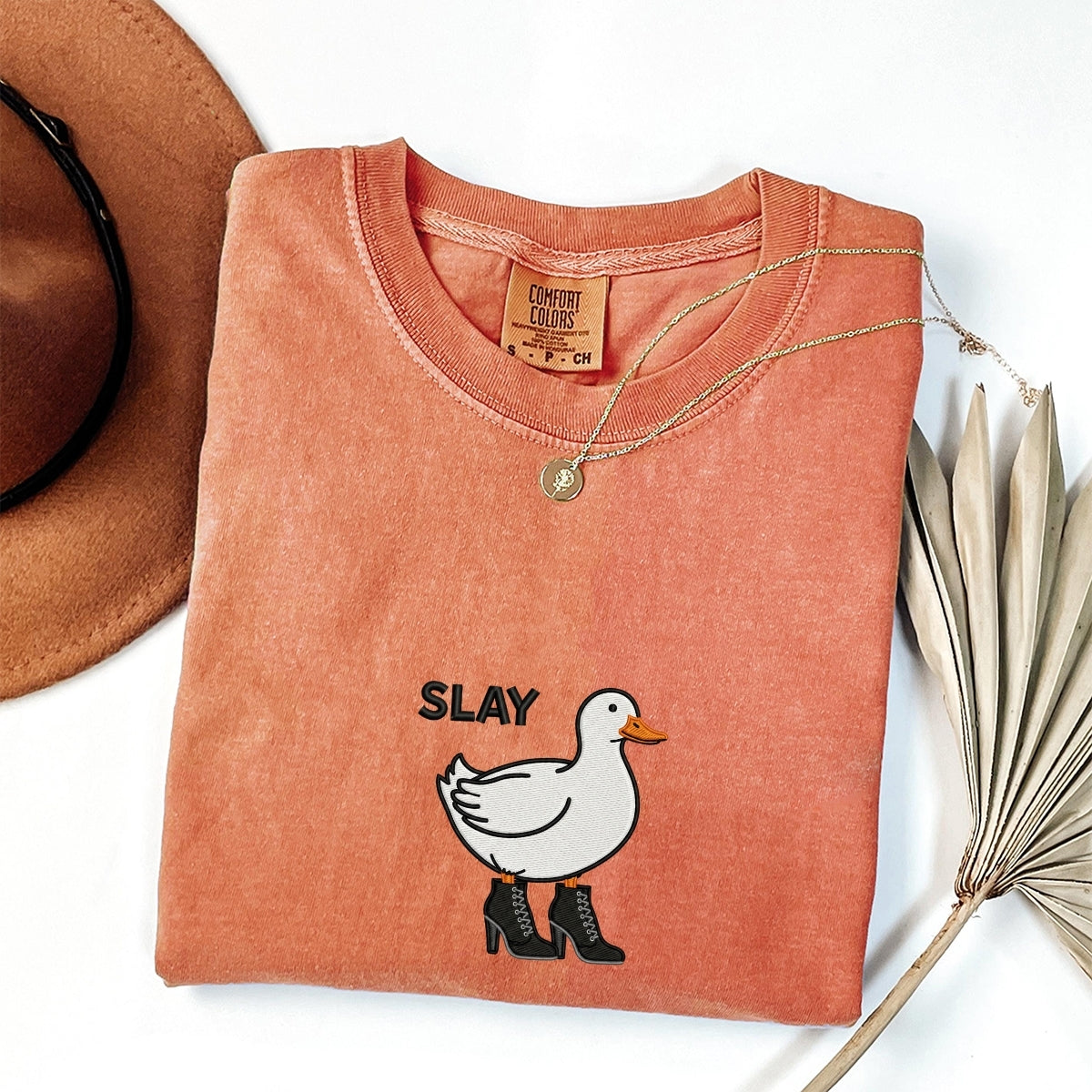 Custom Embroidered Slay Duck T-Shirt | Funny Meme Tee – Cute Duck Shirt Gift