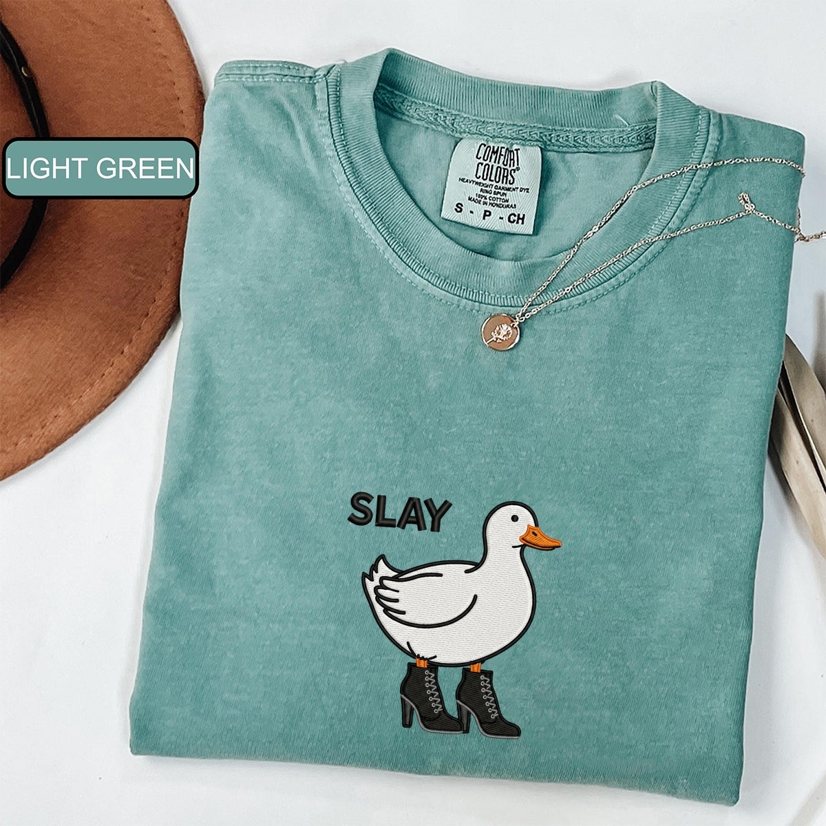 Custom Embroidered Slay Duck T-Shirt | Funny Meme Tee – Cute Duck Shirt Gift