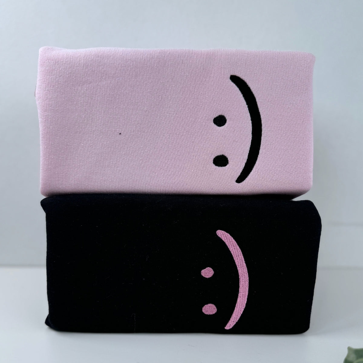 Custom Embroidered Smile Face Matching Hoodies for Couples