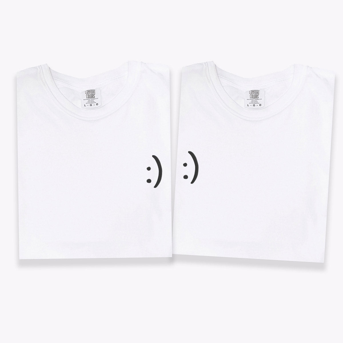 Custom Embroidered Smile Face Matching T-shirts for Couples