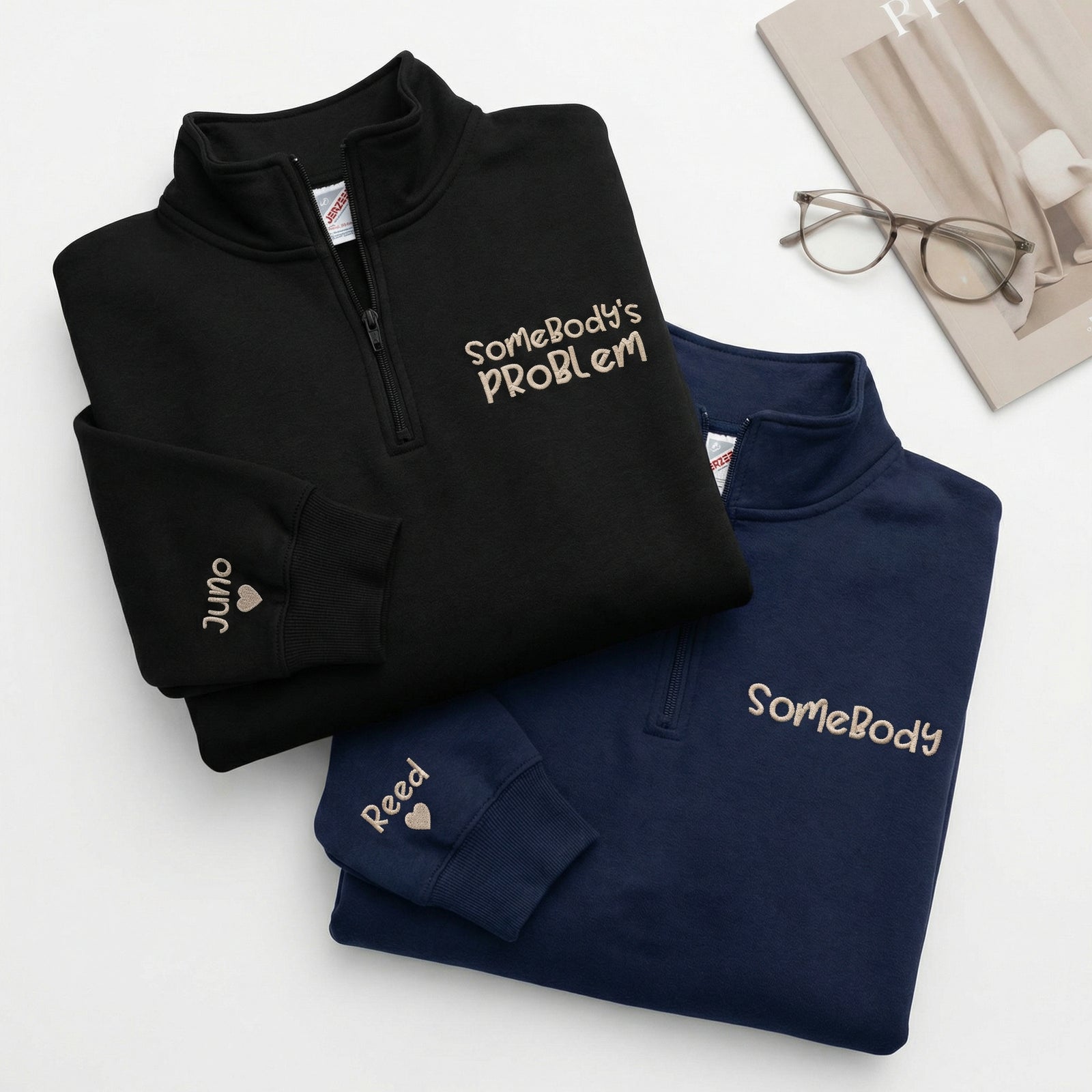Sweats à capuche brodés personnalisés assortis pour couples