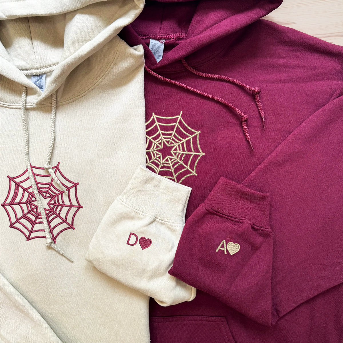 Individuell bestickte Spiderweb Star Passende Hoodies für Paare