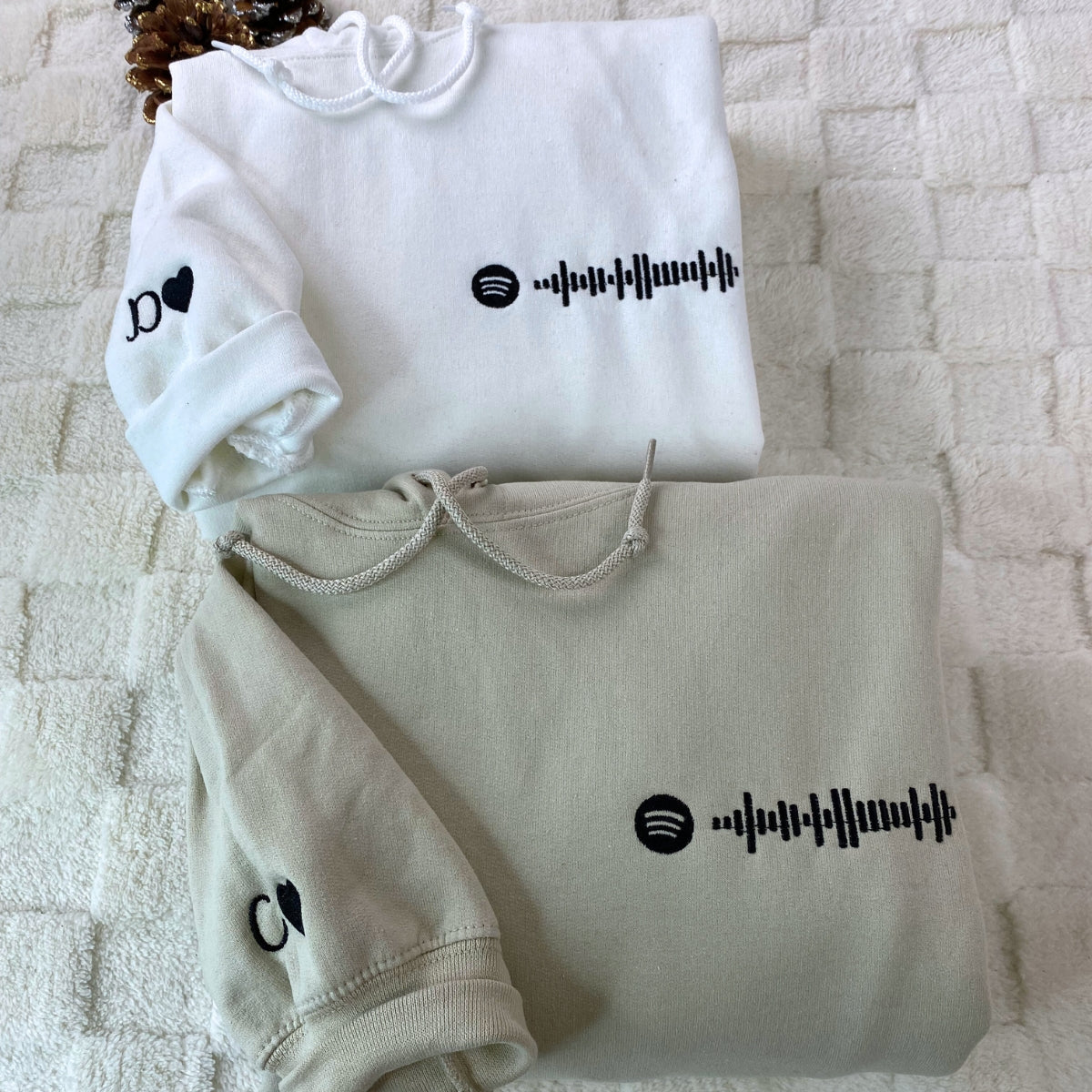 Matching Code Design Custom Embroidered Spotify Code Matching Hoodies for Couples