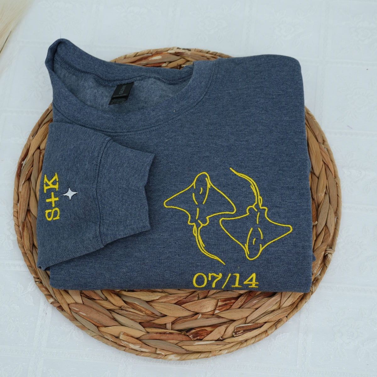 Sweats à capuche assortis Stingray Love brodés sur mesure pour couples