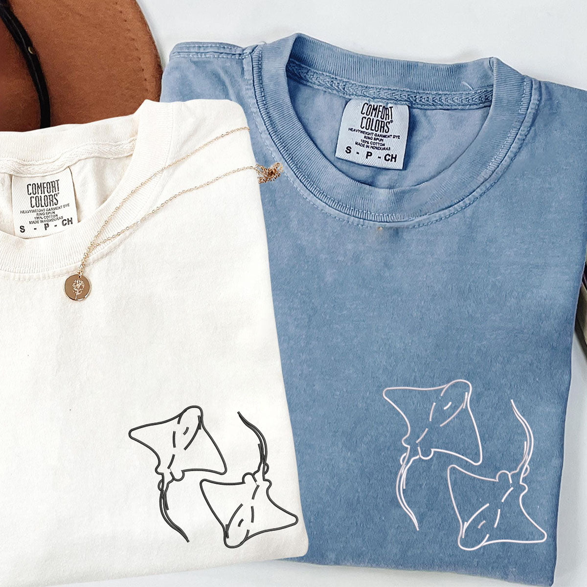 T-shirts assortis Stingray Love brodés sur mesure pour couples