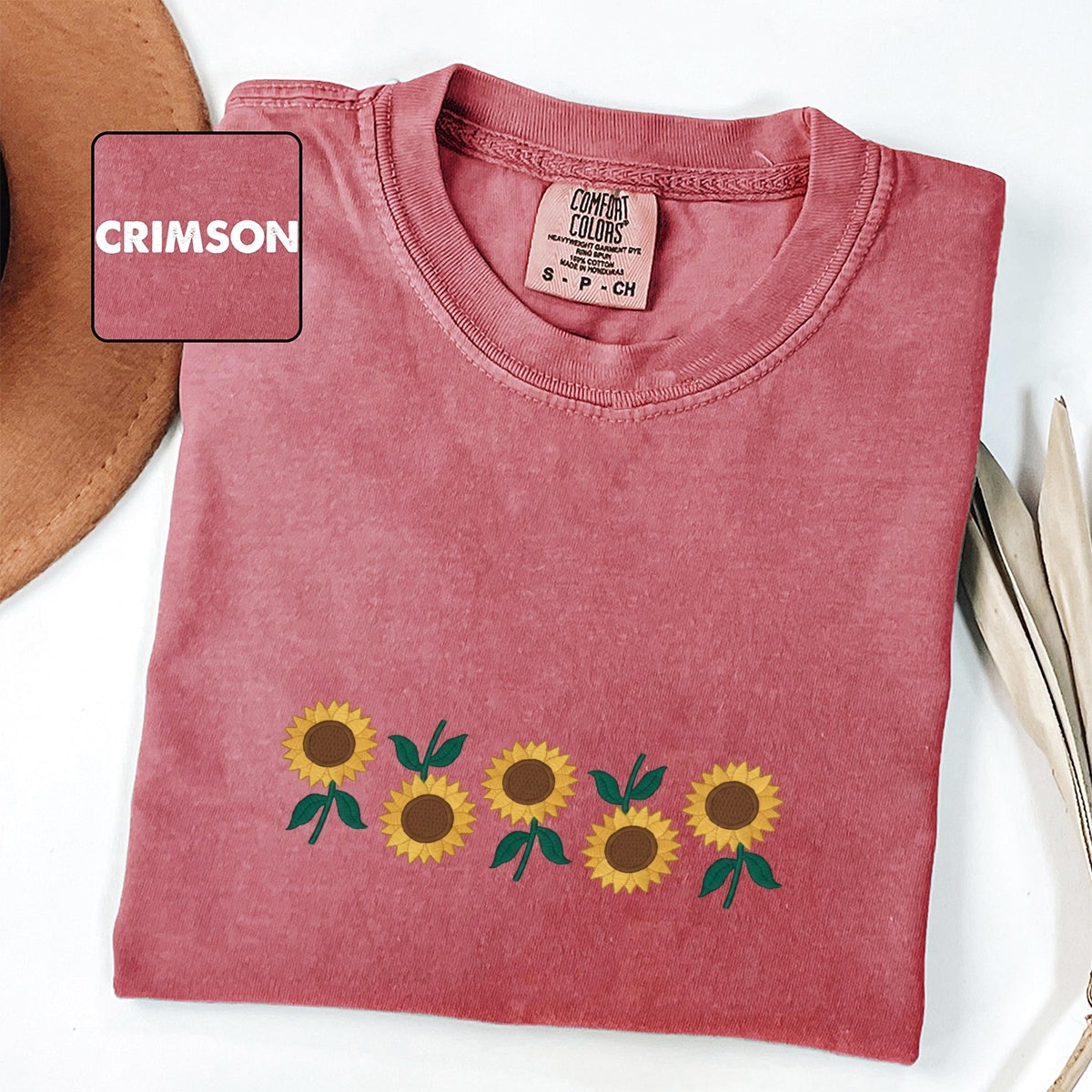 Custom Embroidered Sunflowers T-Shirt | Cute Vintage Floral Tee – l Gift for Nature Lovers