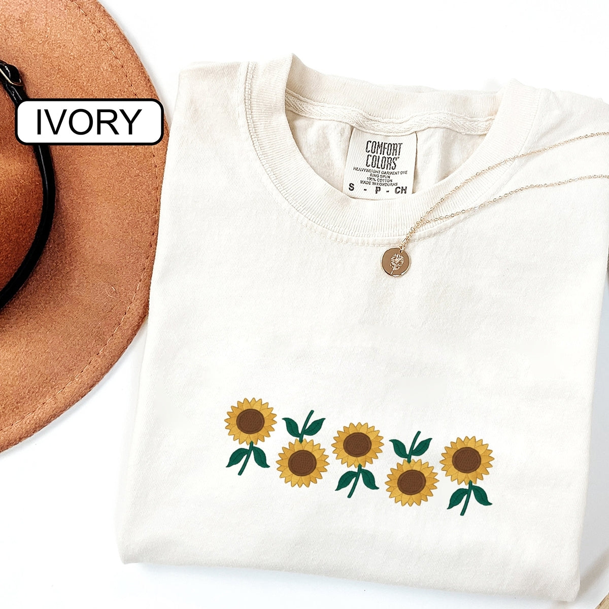 Custom Embroidered Sunflowers T-Shirt | Cute Vintage Floral Tee – l Gift for Nature Lovers
