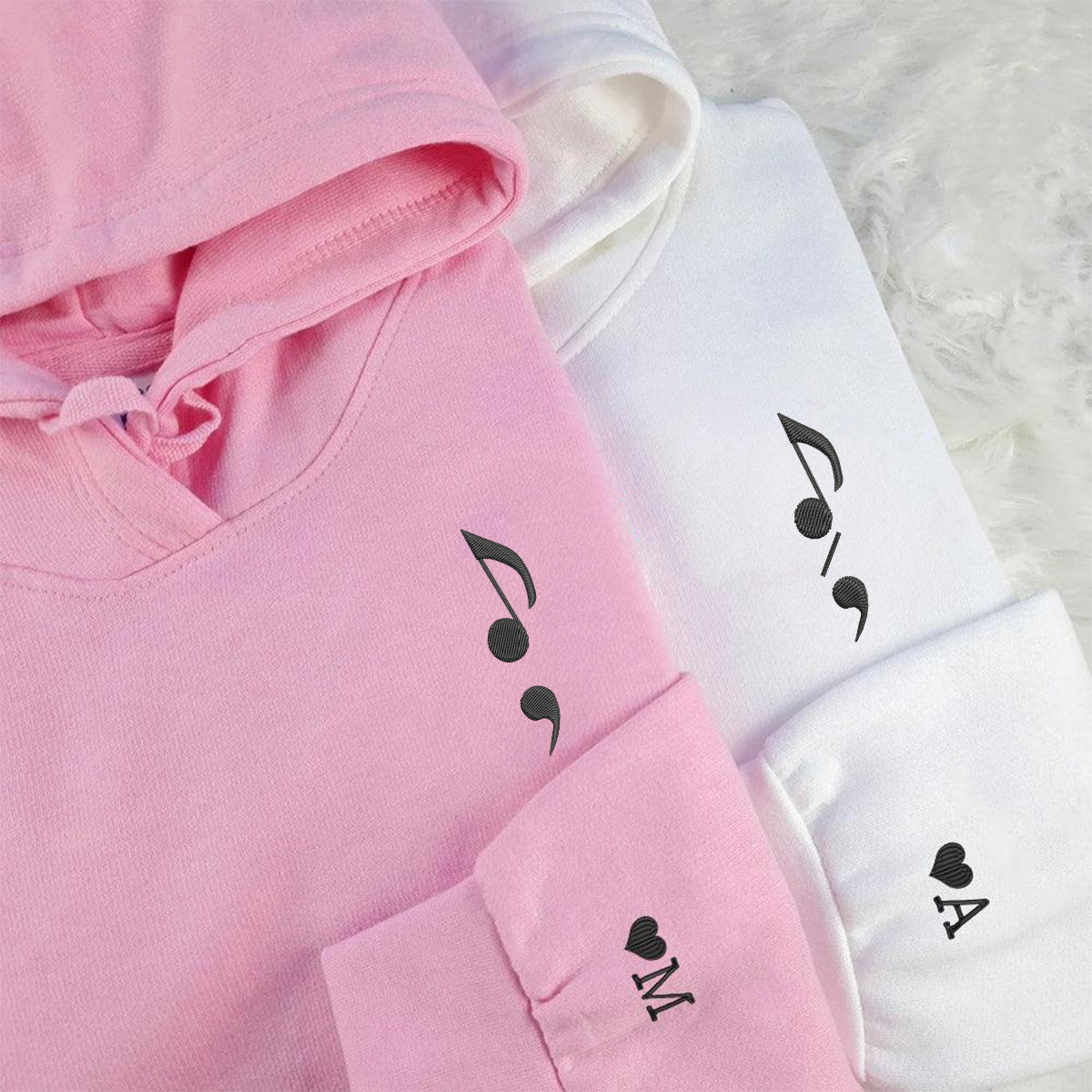 Custom Embroidered Symbols of Hope Matching Hoodies for Couples