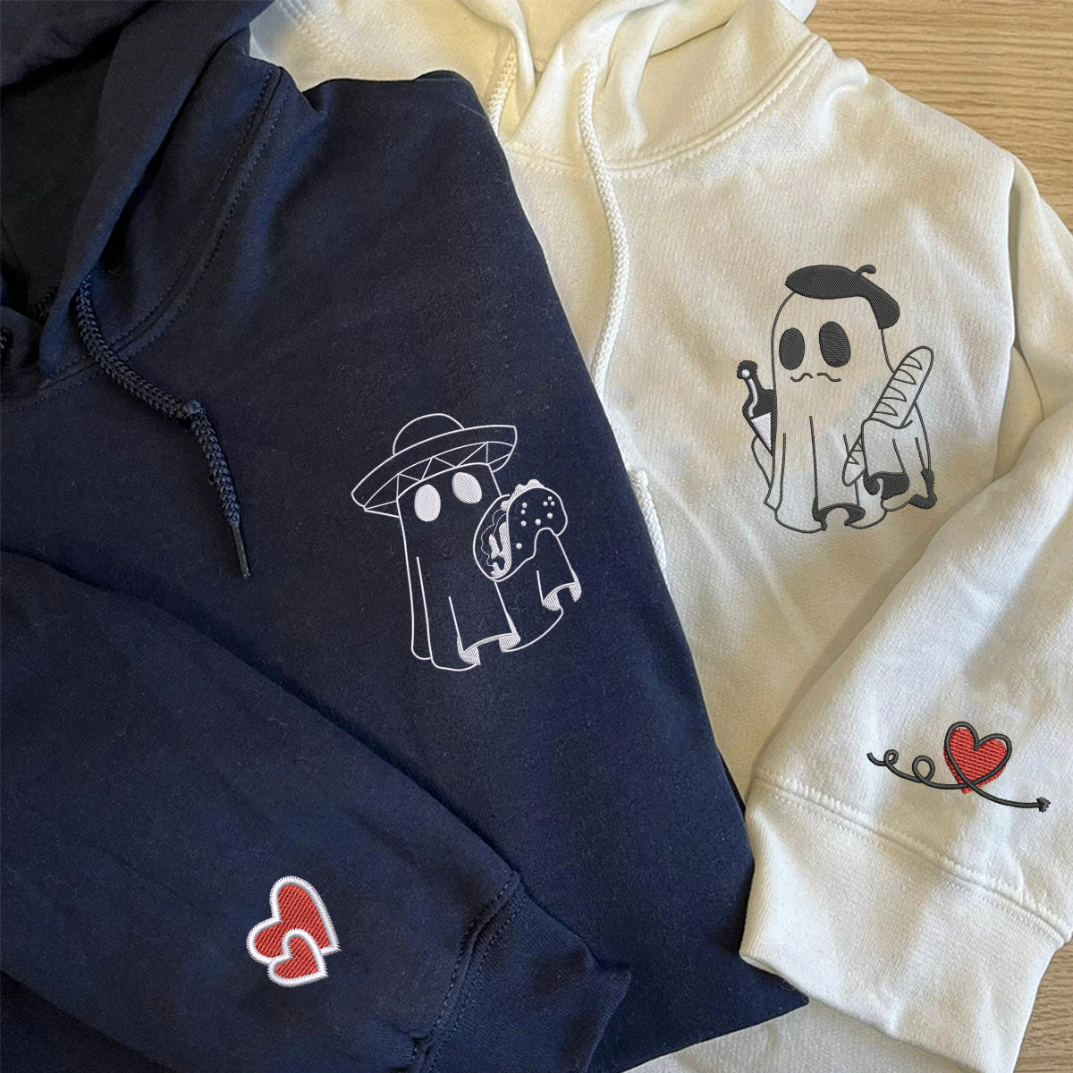 Sweats à capuche personnalisés brodés assortis pour tacos ou pains pour couples