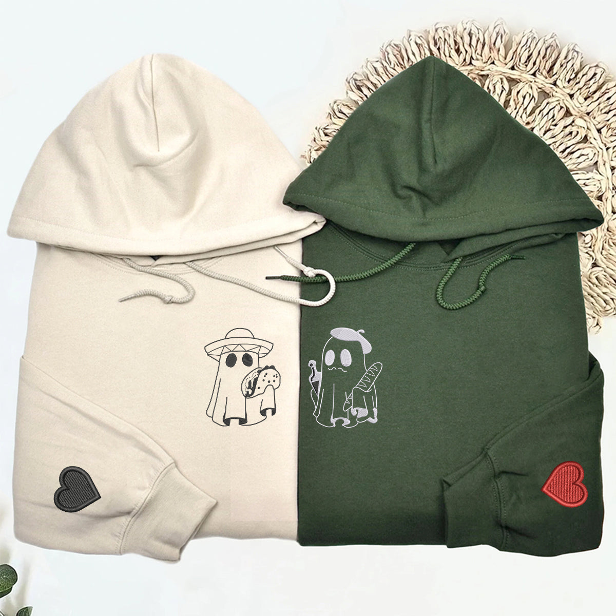 Sweats à capuche personnalisés brodés assortis pour tacos ou pains pour couples