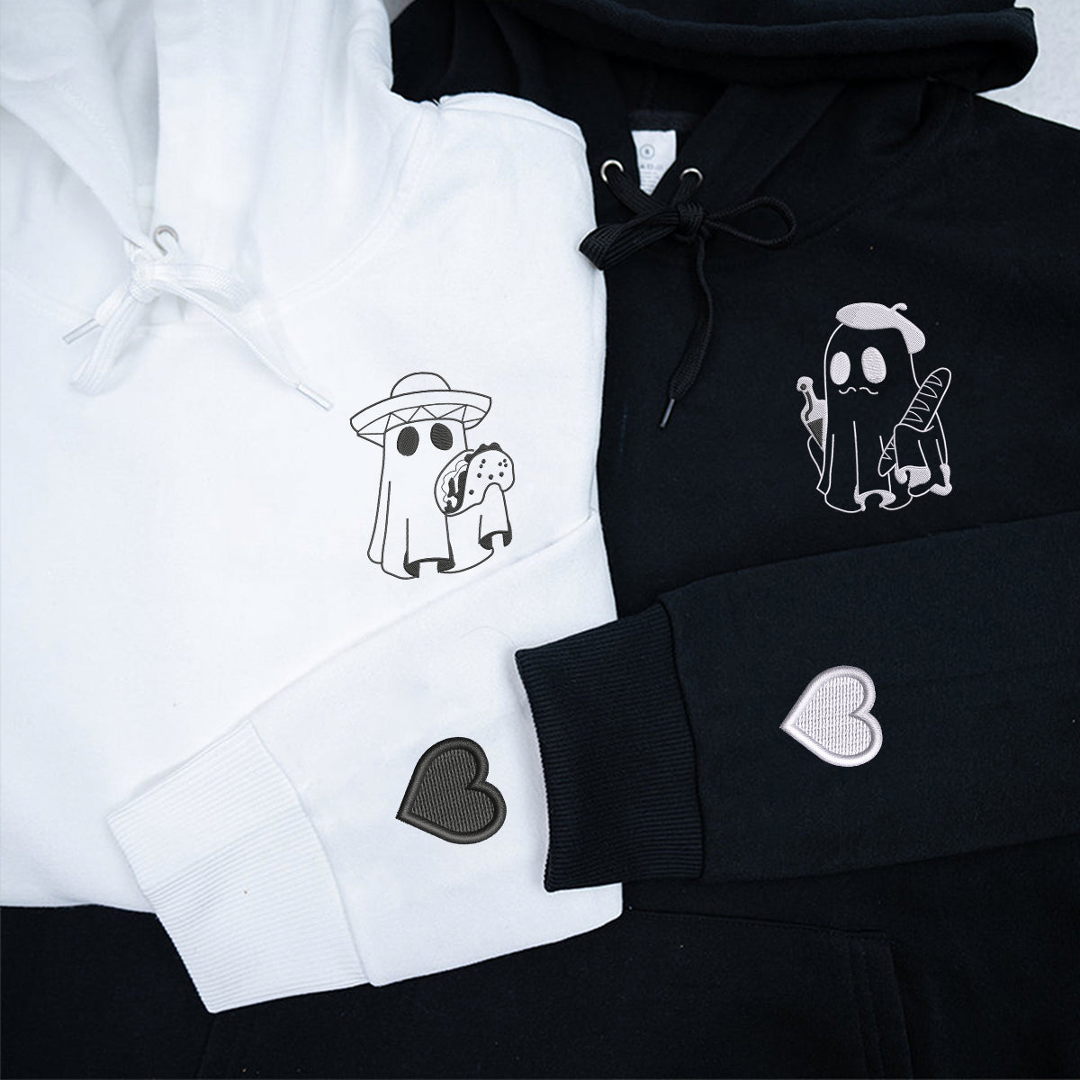 Sweats à capuche personnalisés brodés assortis pour tacos ou pains pour couples