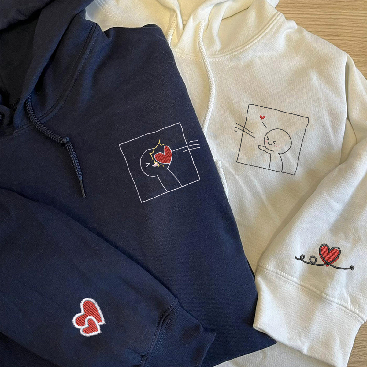 Sweats à capuche brodés personnalisés assortis « Take My Heart » pour couples
