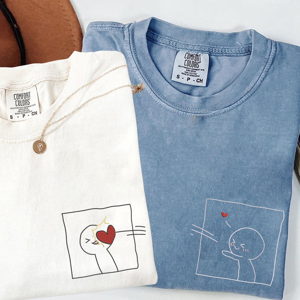 Custom Embroidered Take My Heart Matching T-shirts for Couples