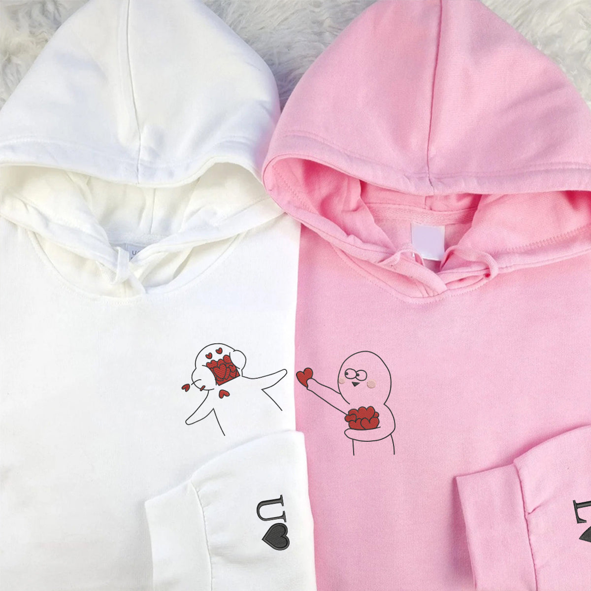 Sweats à capuche assortis brodés personnalisés « Take My Love » pour couples