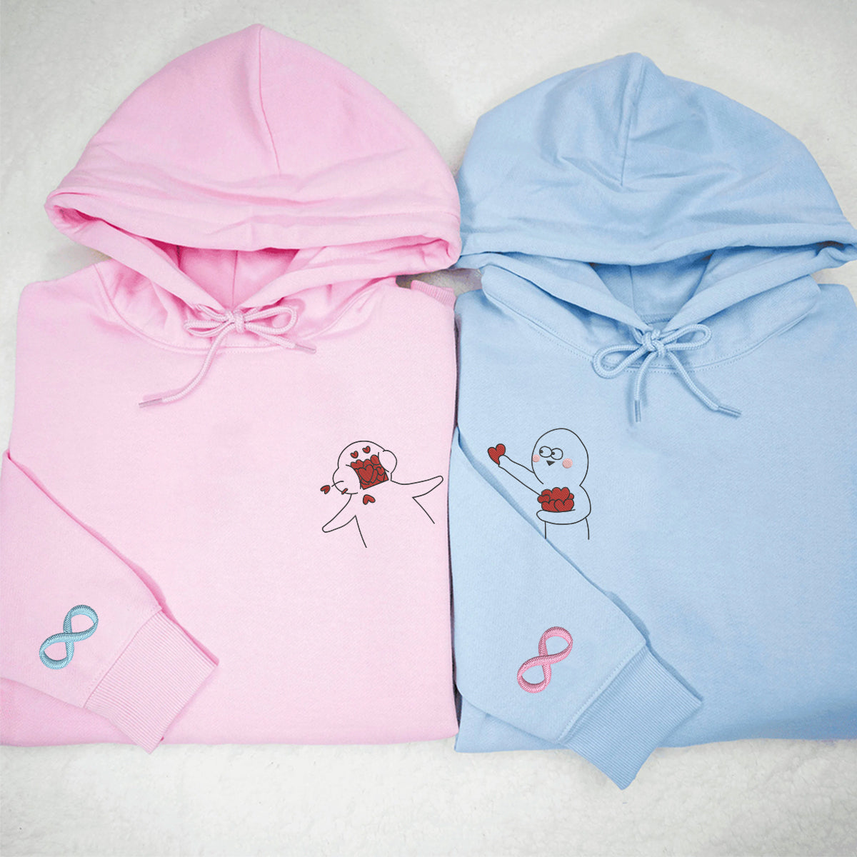 Sweats à capuche assortis brodés personnalisés « Take My Love » pour couples
