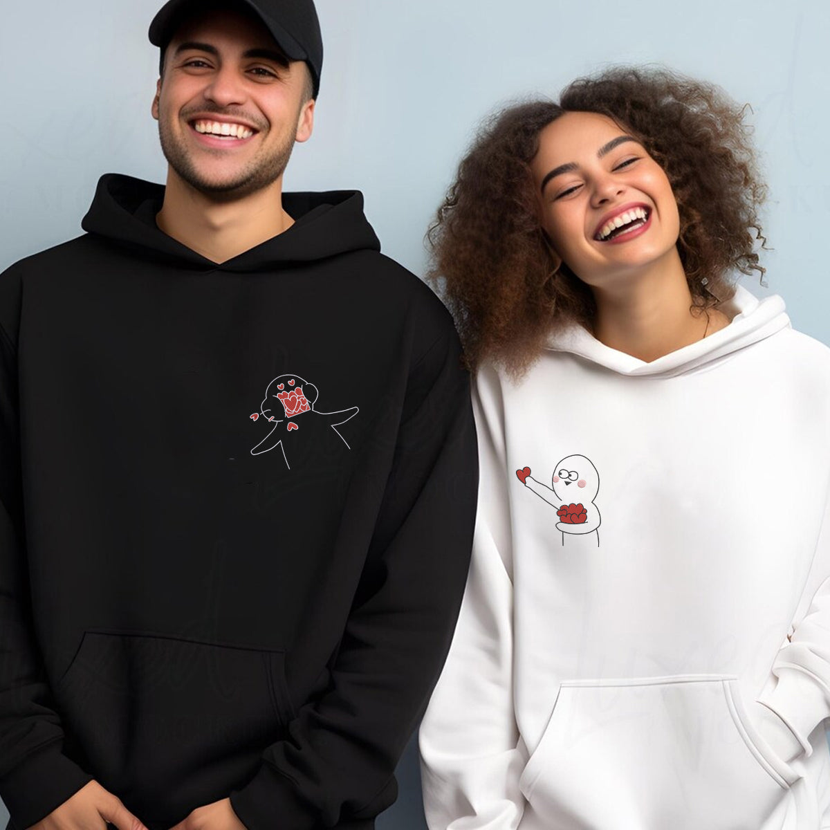 Sweats à capuche assortis brodés personnalisés « Take My Love » pour couples