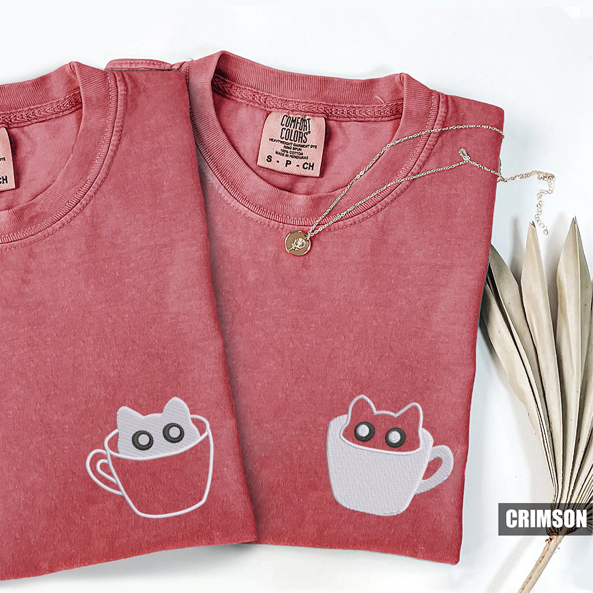 Individuell bestickte Teetasse Katze passende T-Shirts für Paare