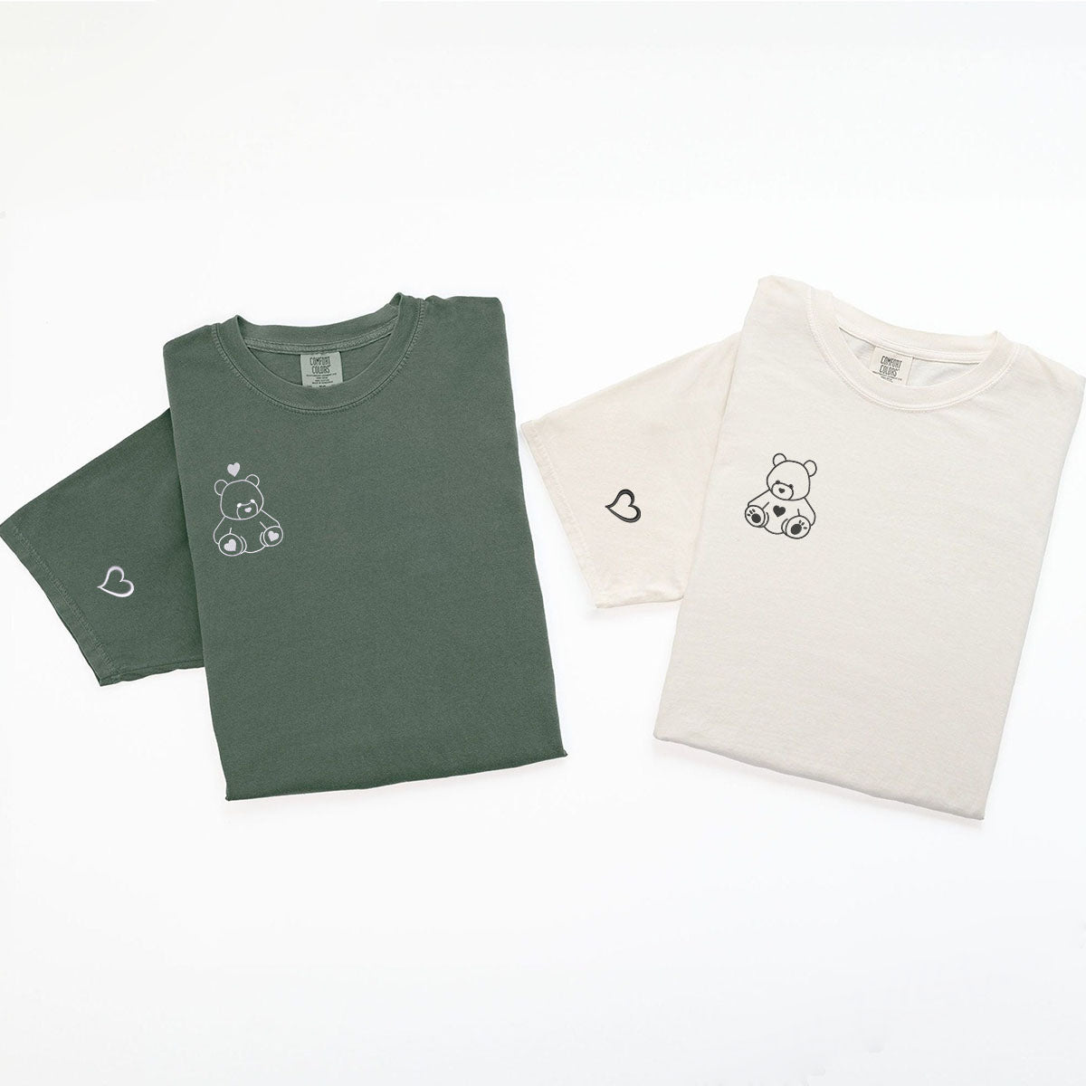 T-shirts assortis personnalisés avec ours en peluche brodés pour couples