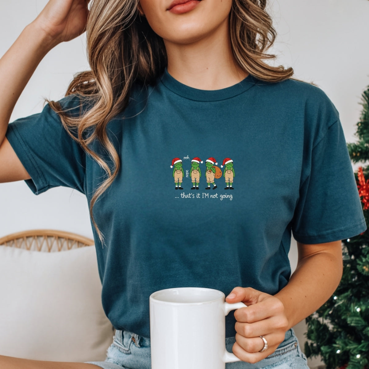 Custom Embroidered That’s It, I’m Not Going Christmas T-Shirt | Funny Holiday Meme Tee – Festive Embroidered Gift