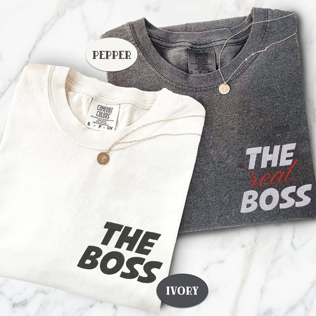 Custom Embroidered The Boss x The Real Boss Matching T-shirts for Couples