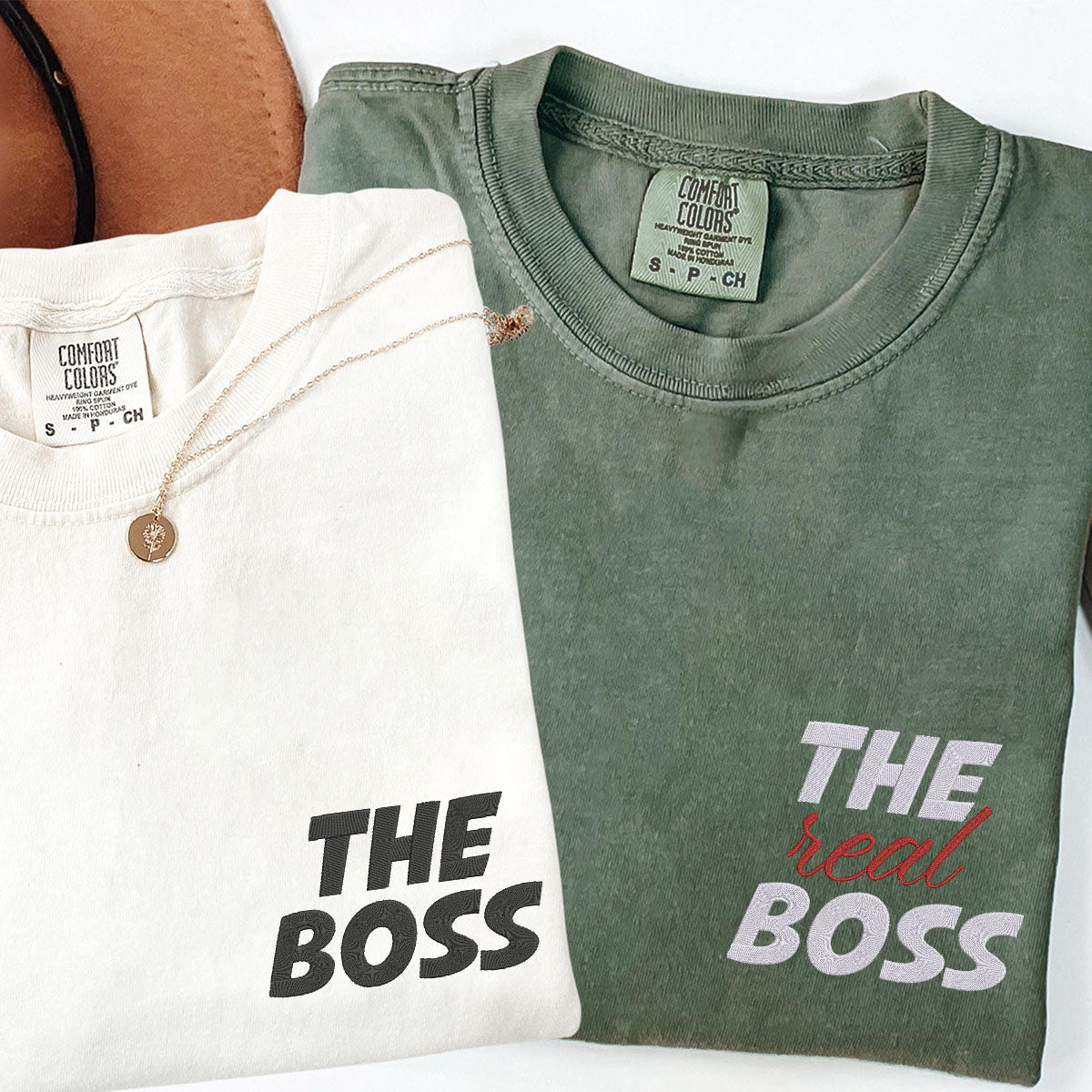 Custom Embroidered The Boss x The Real Boss Matching T-shirts for Couples