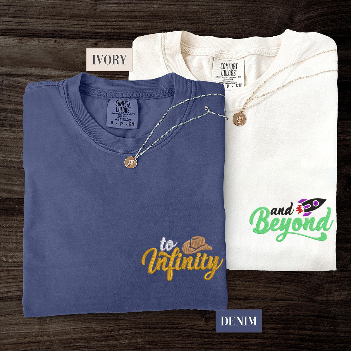 T-shirts personnalisés brodés « To Infinity And Beyond » assortis pour couples
