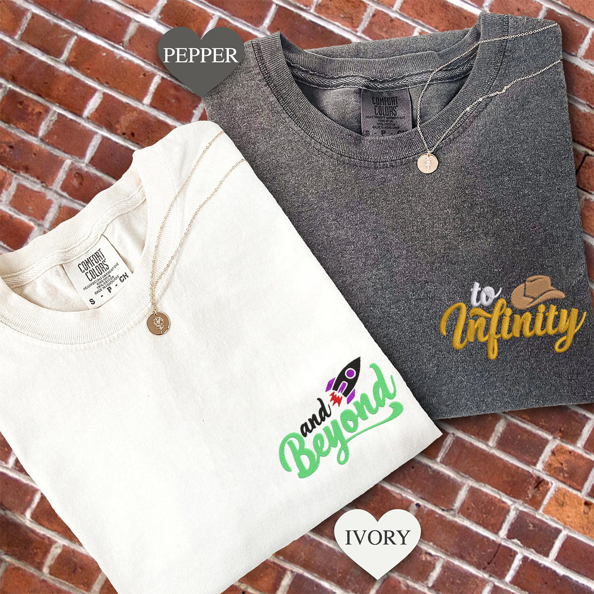T-shirts personnalisés brodés « To Infinity And Beyond » assortis pour couples