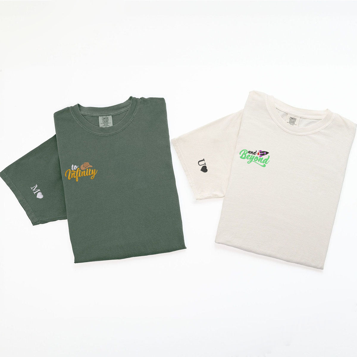 T-shirts personnalisés brodés « To Infinity And Beyond » assortis pour couples