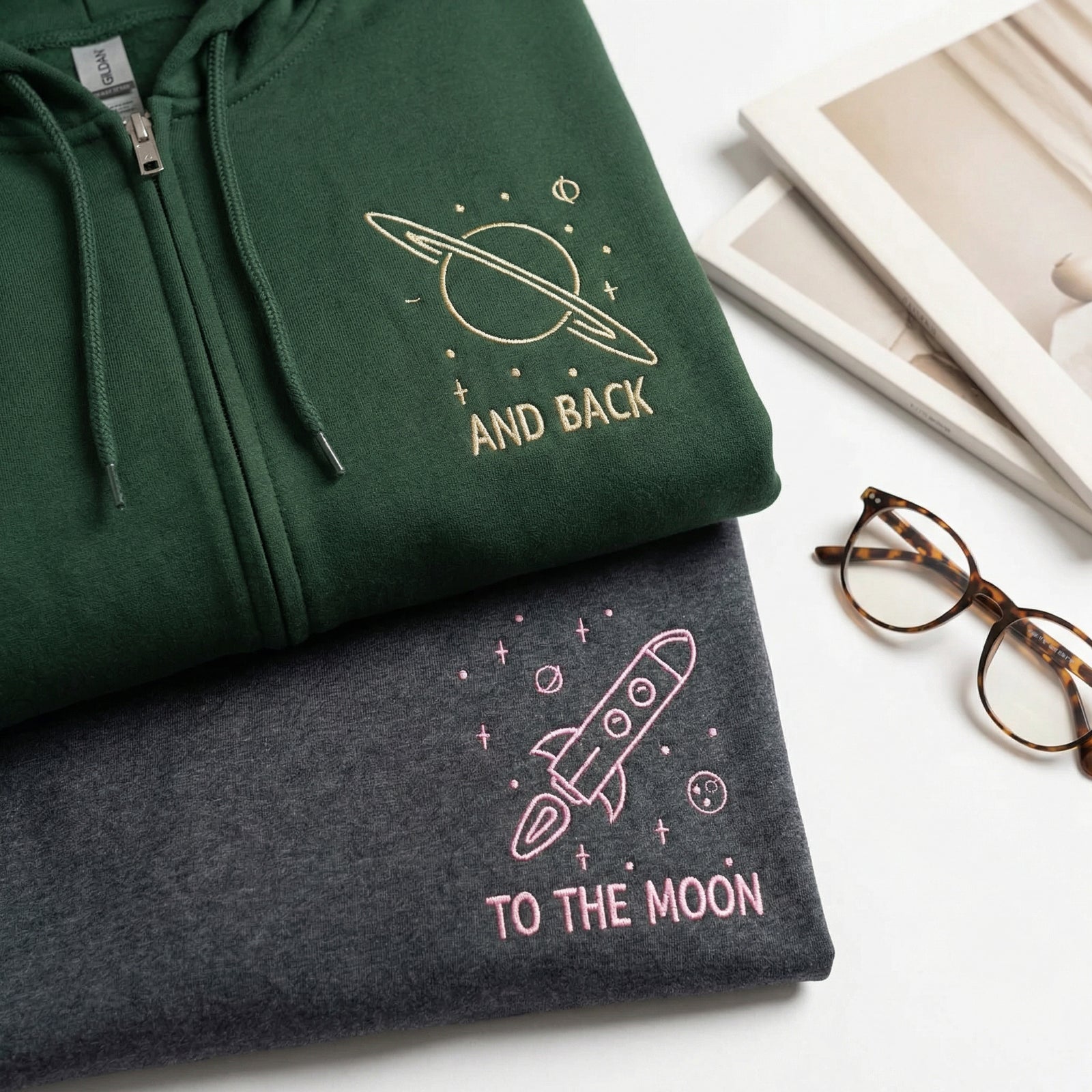 Sweats à capuche brodés personnalisés assortis pour couples