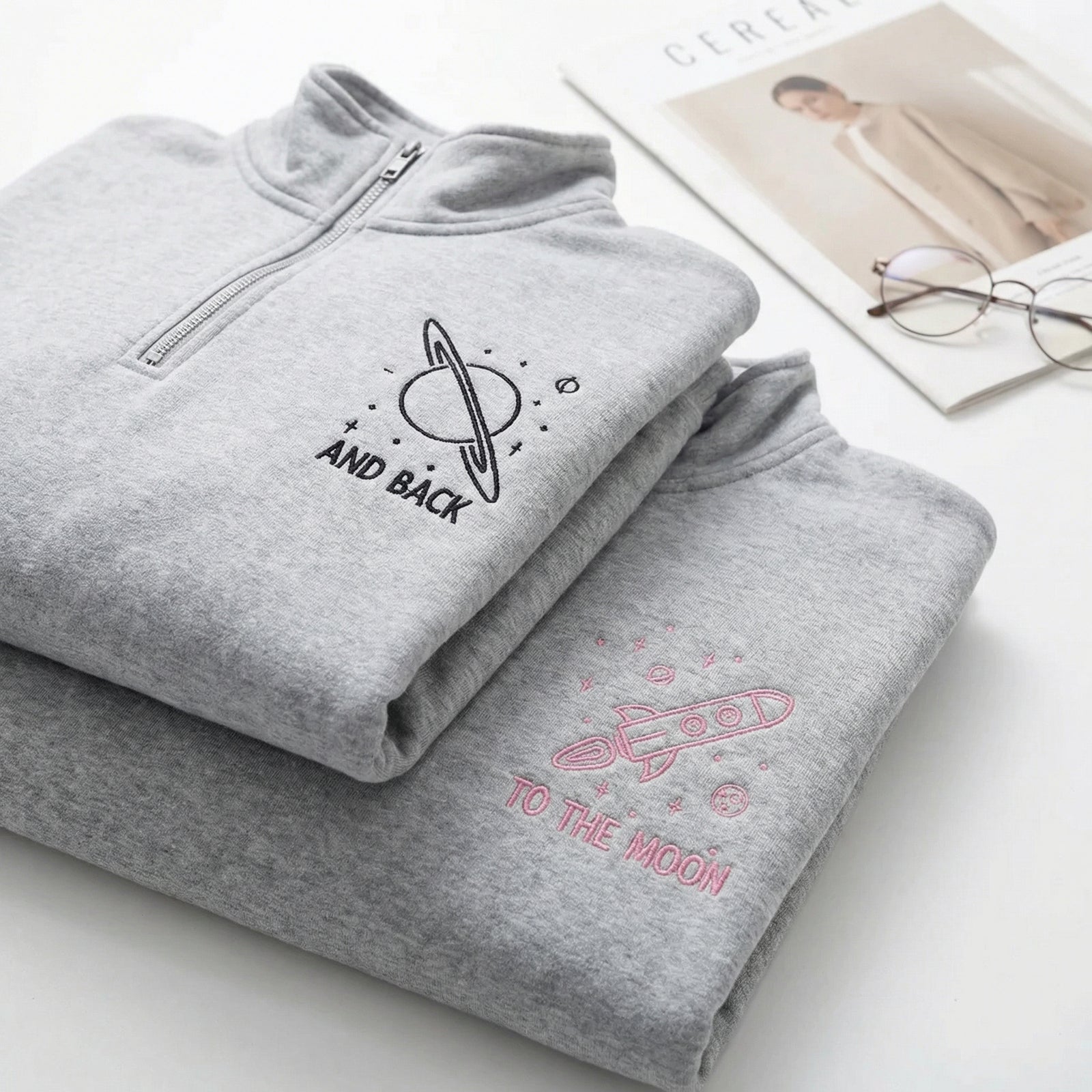 Sweats à capuche brodés personnalisés assortis pour couples