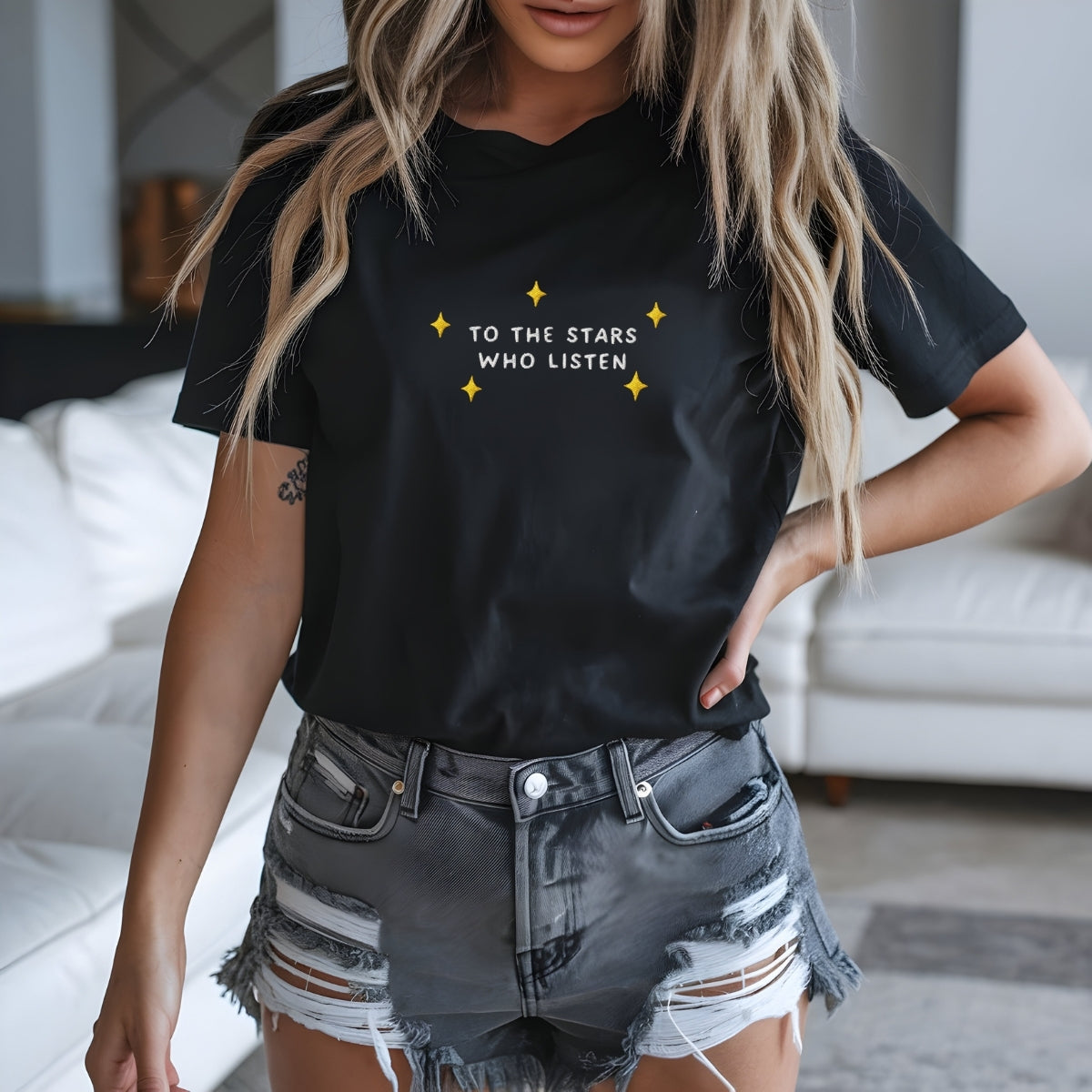 Custom Embroidered To the Stars Who Listen T-Shirt – Cozy Bookish Tee