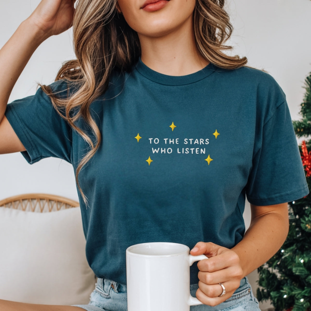 Custom Embroidered To the Stars Who Listen T-Shirt – Cozy Bookish Tee