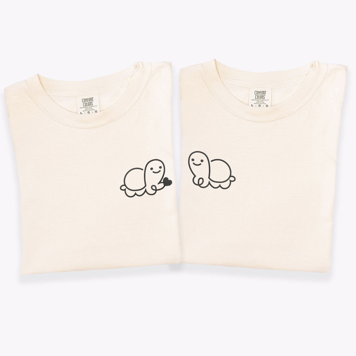 Custom Embroidered Turtle Love Matching T-shirts for Couples