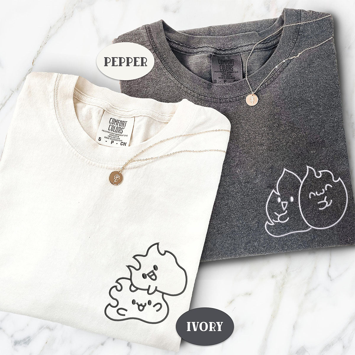 Custom Embroidered Twin Flame Matching T-shirts for Couples